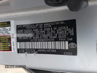 2010 Toyota Camry with VIN 4T1BF3EK9AU504328, listed as a IAAI auction lot 42117200 with 145,607 mi miles and . Bid and sale history available at DreamBid. Image 9.