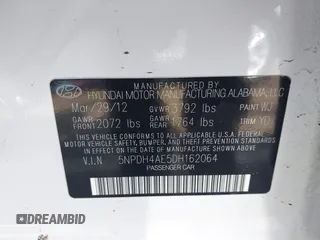 2013 Hyundai Elantra GLS with VIN 5NPDH4AE5DH162064, listed as a IAAI auction lot 42282490 with 148,418 mi miles and . Bid and sale history available at DreamBid. Image 9.