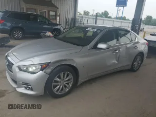 2015 Infiniti Q50 Premium with VIN JN1BV7AR0FM402881, listed as a Copart auction lot 61000565 with 184,437 mi miles and Salvage title. Bid and sale history available at DreamBid. Image 1.