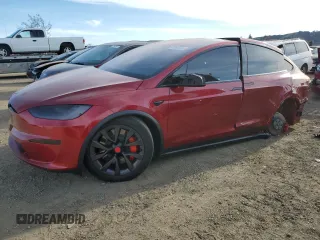 2023 Tesla Model X Plaid with VIN 7SAXCBE62PF427287, listed as a Copart auction lot 47365935 with 17,372 mi miles and Salvage Title. Bid and sale history available at DreamBid. Image 1.