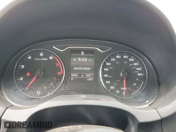 2015 Audi A3 Premium with VIN WAUACGFF8F1012302, listed as a Copart auction lot 54309715 with 94,061 mi miles and Salvage title. Bid and sale history available at DreamBid. Image 9.