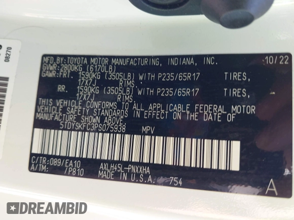 2023 Toyota Sienna XLE z VIN 5TDYSKFC3PS075938, wystawiony jako IAAI lot #42134780 z przebiegiem 34 213 mil mil oraz . Historia ofert i sprzedaży dostępna na DreamBid. Obrazek 9.