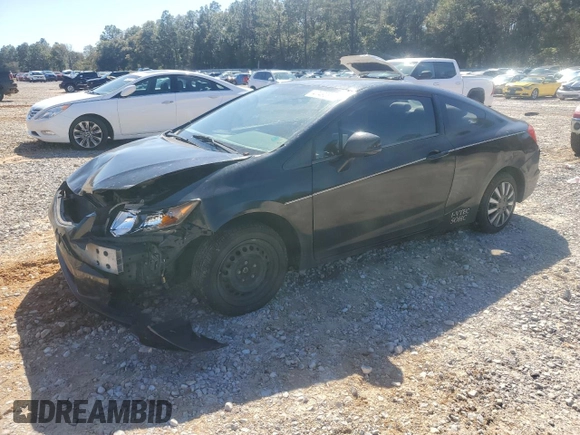 2012 Honda Civic Cpe LX with VIN 2HGFG3B51CH523318, listed as a Copart auction lot 47490915 with 0 mi miles and Salvage Title. Bid and sale history available at carsss.com. Image 1.