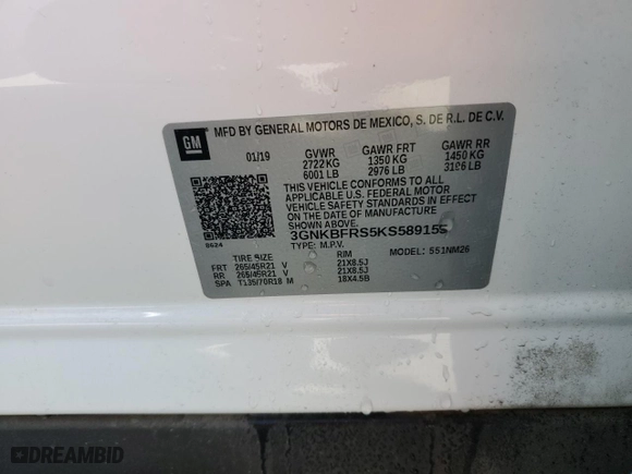 2019 Chevrolet Blazer Premier with VIN 3GNKBFRS5KS589155, listed as a Copart auction lot 77104304 with 84,241 mi miles and Salvage Title. Bid and sale history available at carsss.com. Image 13.