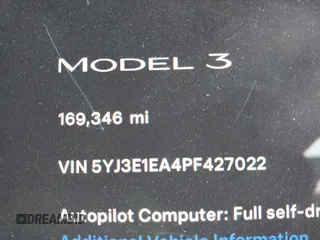 2023 Tesla Model 3 with VIN 5YJ3E1EA4PF427022, listed as a IAAI auction lot 42465964 with 169,346 mi miles and . Bid and sale history available at DreamBid. Image 15.