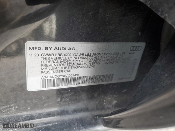 2024 Audi A3 Premium with VIN WAUAUDGY3RA059494, listed as a Copart auction lot 88707605 with 25,989 mi miles and Clean Title. Bid and sale history available at carsss.com. Image 12.