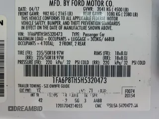 2017 Ford Mustang EcoBoost z VIN 1FA6P8TH5H5320473, wystawiony jako Copart lot #51389715 z przebiegiem Nie podano mil oraz Szkoda całkowita • Salvage title. Historia ofert i sprzedaży dostępna na DreamBid. Obrazek 12.