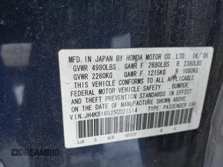 2005 Acura RL with VIN JH4KB16525C021514, listed as a IAAI auction lot 41231221 with Not provided miles and . Bid and sale history available at DreamBid. Image 9.