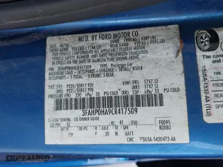 2012 Ford Fusion SE with VIN 3FAHP0HA9CR417509, listed as a IAAI auction lot 40708575 with 206,094 mi miles. Bid and sale history available at carsss.com. Image 9.