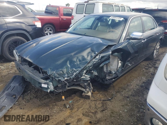 2008 Jaguar XJ Vanden Plas with VIN SAJWA82B68SH22954, listed as a Copart auction lot 43854125 with 0 mi miles and Salvage Title. Bid and sale history available at carsss.com. Image 1.