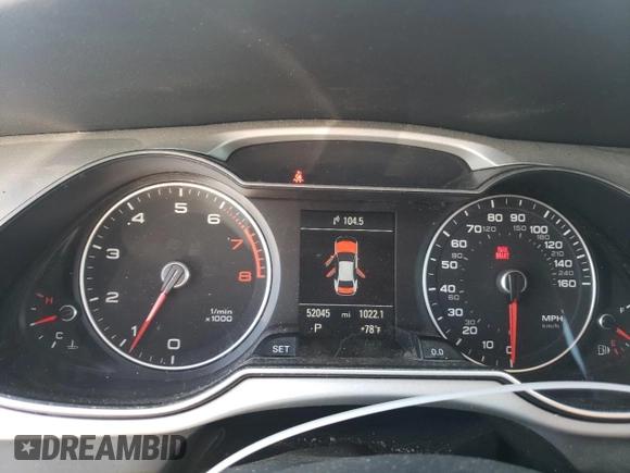 2016 Audi A4 Premium with VIN WAUAFAFL4GN016593, listed as a Copart auction lot 46086343 with 52,045 mi miles. Bid and sale history available at carsss.com. Image 9.