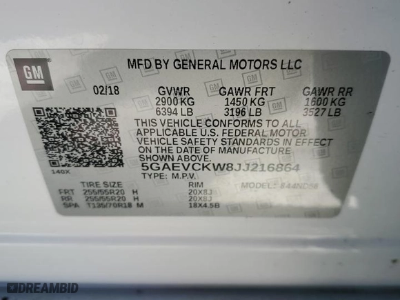 2018 Buick Enclave Avenir with VIN 5GAEVCKW8JJ216864, listed as a Copart auction lot 42261615 with 69,401 mi miles and Salvage Title. Bid and sale history available at carsss.com. Image 15.