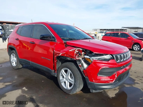 2024 Jeep Compass Sport with VIN 3C4NJDAN5RT575666, listed as a IAAI auction lot 41231859 with 17,068 mi miles. Bid and sale history available at carsss.com. Image 1.