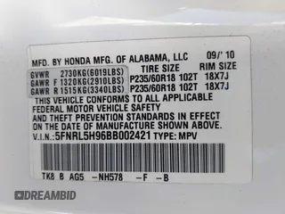 2011 Honda Odyssey Touring с VIN 5FNRL5H96BB002421, выставлен на аукционе IAAI как лот 42297384 с пробегом 128 472 миль миль и . История ставок и продаж доступна на DreamBid. Изображение 9.