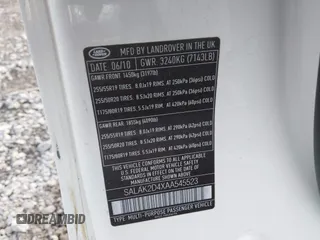 2010 Land Rover LR4 Lux z VIN SALAK2D4XAA545523, wystawiony jako IAAI lot #41878104 z przebiegiem 207 297 mil mil oraz . Historia ofert i sprzedaży dostępna na DreamBid. Obrazek 9.