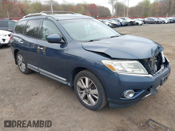 2014 Nissan Pathfinder SL with VIN 5N1AR2MM5EC703470, listed as a IAAI auction lot 42075929 with 124,920 mi miles. Bid and sale history available at carsss.com. Image 1.