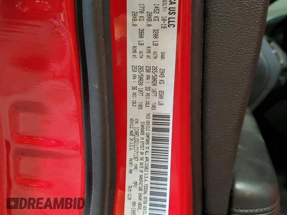 2020 Dodge Durango GT Plus with VIN 1C4RDJDG1LC171187, listed as a Copart auction lot 61383675 with 70,000 mi miles and Salvage title. Bid and sale history available at DreamBid. Image 13.