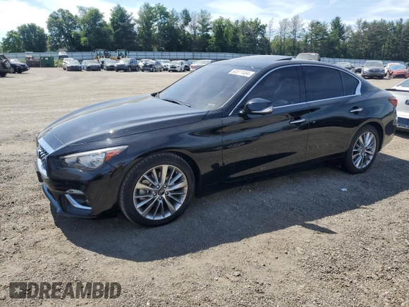 2021 Infiniti Q50 Luxe z VIN JN1EV7BP6MM706949, wystawiony jako Copart lot #60077404 z przebiegiem 63 817 mil mil oraz Szkoda całkowita • Salvage title. Historia ofert i sprzedaży dostępna na DreamBid. Obrazek 1.