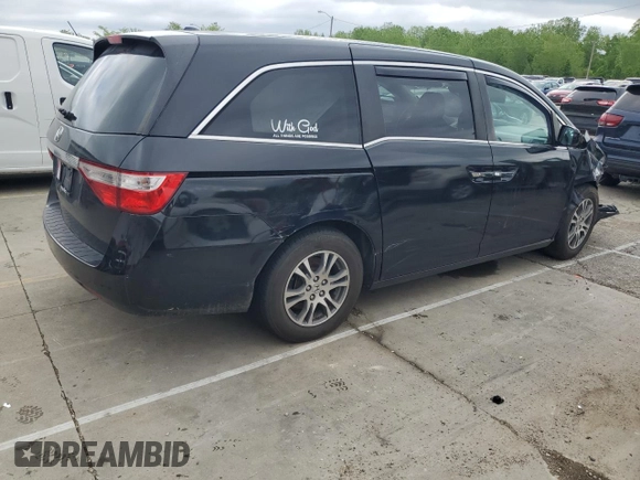 2013 Honda Odyssey EX-L with VIN 5FNRL5H61DB019930, listed as a Copart auction lot 54666775 with 175,300 mi miles and Salvage title. Bid and sale history available at DreamBid. Image 3.
