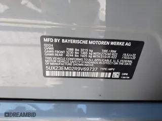 2024 BMW X7 xDrive40i with VIN 5UX23EM02R9V69737, listed as a IAAI auction lot 41456396 with 11,803 mi miles. Bid and sale history available at carsss.com. Image 9.