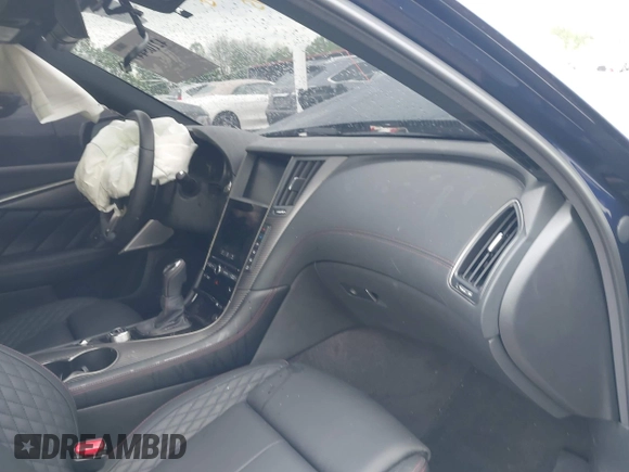 2024 Infiniti Q50 Red Sport 400 with VIN JN1FV7DR3RM680708, listed as a IAAI auction lot 42105449 with 2,681 mi miles and . Bid and sale history available at DreamBid. Image 5.