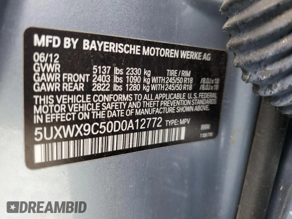 2013 BMW X3 xDrive28i with VIN 5UXWX9C50D0A12772, listed as a Copart auction lot 46727065 with 151,749 mi miles and Salvage Title. Bid and sale history available at carsss.com. Image 15.