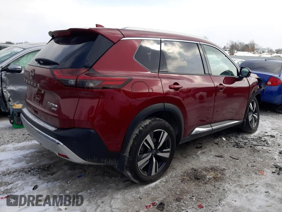 2022 Nissan Rogue Platinum with VIN JN8BT3DD0NW273981, listed as a Copart auction lot 88629405 with 28,133 mi miles and Salvage Title. Bid and sale history available at DreamBid. Image 3.