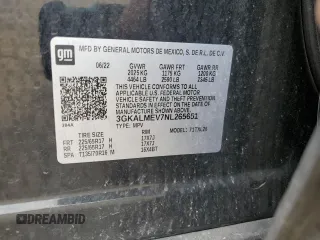 2022 GMC Terrain SLE с VIN 3GKALMEV7NL265651, выставлен на аукционе Copart как лот 58783815 с пробегом 74 346 миль миль и Списание • Salvage title. История ставок и продаж доступна на DreamBid. Изображение 13.