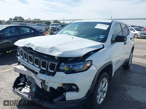 2025 Jeep Compass Sport with VIN 3C4NJDAN9ST516030, listed as a IAAI auction lot 41471666 with 2,094 mi miles and . Bid and sale history available at DreamBid. Image 18.