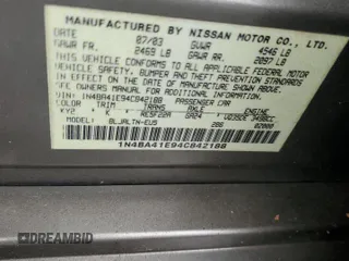2004 Nissan Maxima SE with VIN 1N4BA41E94C842188, listed as a Copart auction lot 72159424 with 172,321 mi miles and Salvage Title. Bid and sale history available at carsss.com. Image 12.