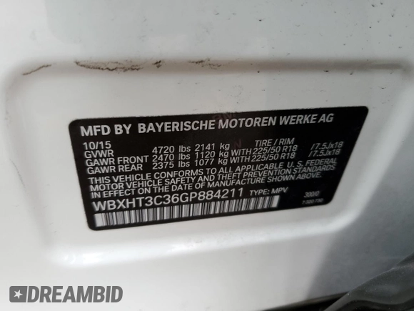 2016 BMW X1 xDrive28i with VIN WBXHT3C36GP884211, listed as a Copart auction lot 41121133 with 62,282 mi miles. Bid and sale history available at carsss.com. Image 12.