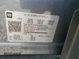 2021 Chevrolet Traverse LT Leather with VIN 1GNEVHKW0MJ209981, listed as a Copart auction lot 70759544 with 98,551 mi miles and Salvage Title. Bid and sale history available at carsss.com. Image 13.