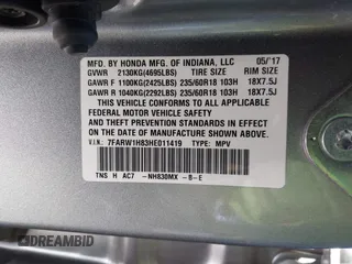 2017 Honda CR-V EX-L with VIN 7FARW1H83HE011419, listed as a IAAI auction lot 42084516 with 82,271 mi miles. Bid and sale history available at carsss.com. Image 9.