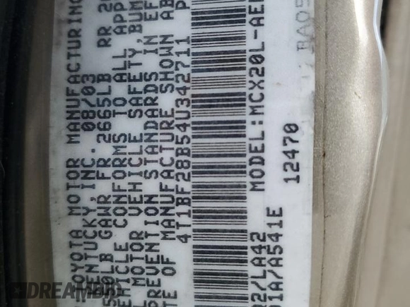 2004 Toyota Avalon XL z VIN 4T1BF28B54U342711, wystawiony jako Copart lot #55169375 z przebiegiem 140 892 mil mil oraz Nie do naprawy • Non repairable. Historia ofert i sprzedaży dostępna na DreamBid. Obrazek 12.
