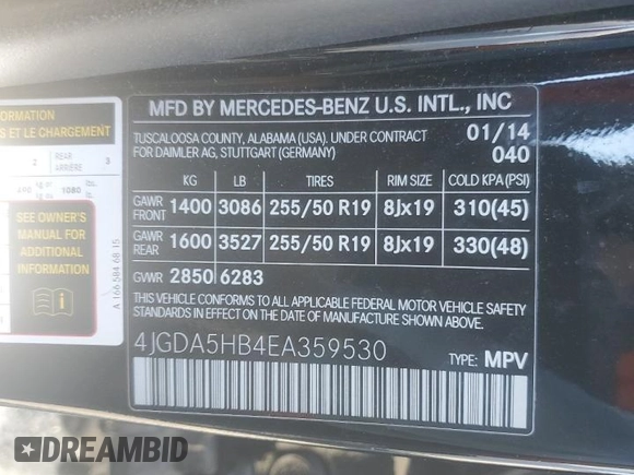 2014 Mercedes-Benz M 350 with VIN 4JGDA5HB4EA359530, listed as a Copart auction lot 47174455 with 142,136 mi miles and Salvage Title. Bid and sale history available at carsss.com. Image 13.
