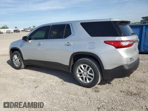2021 Chevrolet Traverse LS z VIN 1GNERFKW9MJ226920, wystawiony jako Copart lot #53464255 z przebiegiem 75 609 mil mil oraz Szkoda całkowita • Salvage title. Historia ofert i sprzedaży dostępna na DreamBid. Obrazek 2.