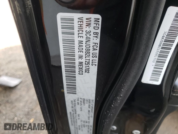 2020 Jeep Compass Latitude with VIN 3C4NJDBB2LT251702, listed as a Copart auction lot 72506304 with 94,675 mi miles and Clean Title. Bid and sale history available at DreamBid. Image 13.
