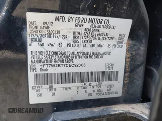 2012 Ford F-250 XL with VIN 1FT7W2BT7CEC92303, listed as a IAAI auction lot 41797194 with 235,705 mi miles and . Bid and sale history available at DreamBid. Image 9.
