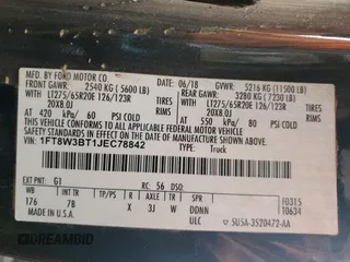2018 Ford F-350 XL с VIN 1FT8W3BT1JEC78842, выставлен на аукционе Copart как лот 53644115 с пробегом 82 546 миль миль и Списание • Salvage title. История ставок и продаж доступна на DreamBid. Изображение 12.