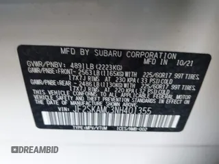 2022 Subaru Forester Wilderness with VIN JF2SKAMC3NH401355, listed as a IAAI auction lot 42510482 with 58,279 mi miles and . Bid and sale history available at DreamBid. Image 9.