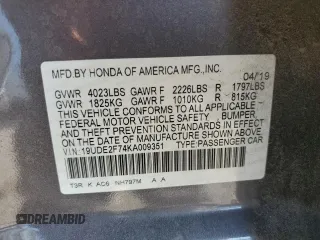 2019 Acura ILX Premium z VIN 19UDE2F74KA009351, wystawiony jako Copart lot #52791145 z przebiegiem 161 144 mil mil oraz Szkoda całkowita • Salvage title. Historia ofert i sprzedaży dostępna na DreamBid. Obrazek 12.