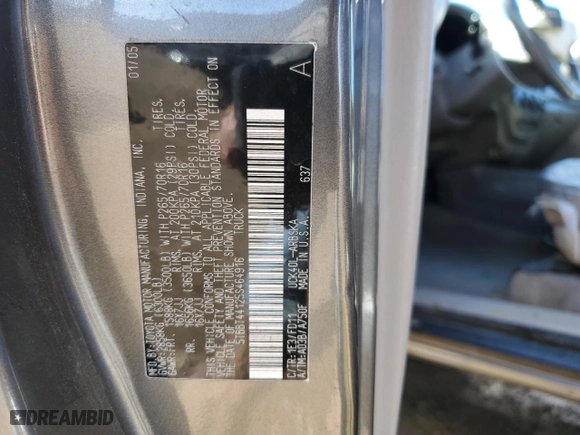 2005 Toyota Tundra SR5 with VIN 5TBBT44125S464916, listed as a Copart auction lot 49119705 with 237,775 mi miles and Salvage Title. Bid and sale history available at carsss.com. Image 14.