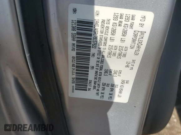 2007 Chrysler Town & Country SWB with VIN 1A4GJ45R17B157622, listed as a Copart auction lot 51040395 with 157,075 mi miles and Salvage Title. Bid and sale history available at carsss.com. Image 13.