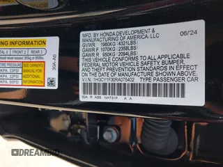 2024 Honda Accord EX with VIN 1HGCY1F30RA075402, listed as a IAAI auction lot 42615694 with 8,506 mi miles and . Bid and sale history available at DreamBid. Image 9.