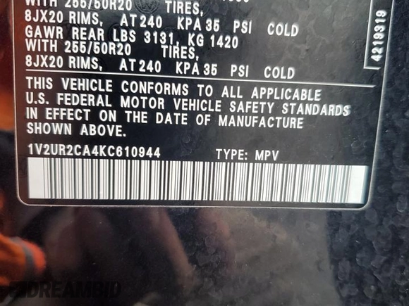 2019 Volkswagen Atlas SE with VIN 1V2UR2CA4KC610944, listed as a Copart auction lot 56814765 with 114,163 mi miles and Salvage title. Bid and sale history available at DreamBid. Image 13.
