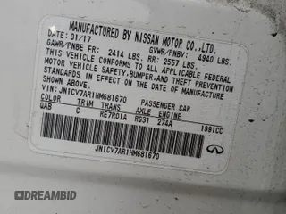2017 Infiniti Q50 2.0t Premium with VIN JN1CV7AR1HM681670, listed as a Copart auction lot 51450165 with 87,020 mi miles and Salvage Title. Bid and sale history available at carsss.com. Image 14.