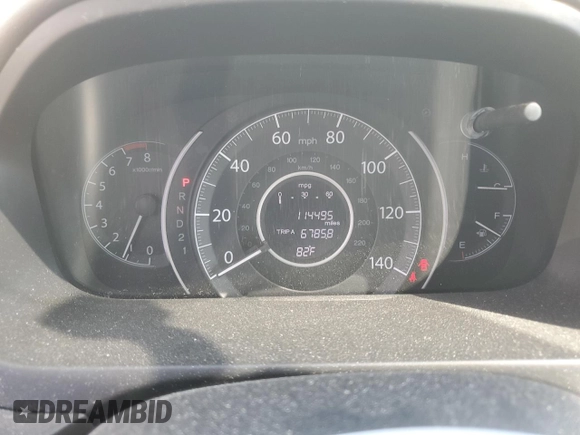 2012 Honda CR-V EX-L with VIN 2HKRM4H74CH608390, listed as a Copart auction lot 54158905 with 114,495 mi miles and Salvage Title. Bid and sale history available at DreamBid. Image 9.
