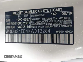 2019 Mercedes-Benz A 220 z VIN WDD3G4EB4KW013284, wystawiony jako IAAI lot #41997451 z przebiegiem 35 718 mil mil oraz . Historia ofert i sprzedaży dostępna na DreamBid. Obrazek 9.