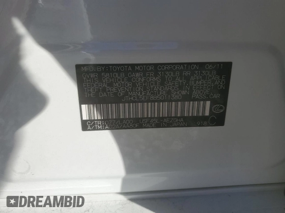 2011 Lexus LS 460 z VIN JTHCL5EF8B5011380, wystawiony jako Copart lot #47326435 z przebiegiem 86 313 mil mil oraz Szkoda całkowita • Salvage title. Historia ofert i sprzedaży dostępna na DreamBid. Obrazek 14.