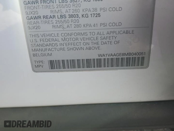 2021 Audi e-tron Prestige z VIN WA1VAAGE8MB040051, wystawiony jako Copart lot #46356155 z przebiegiem 33 501 mil mil oraz Szkody całkowita. Historia ofert i sprzedaży dostępna na DreamBid. Obrazek 14.